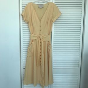 Gal Meets Glam linen shirt dress in yellow